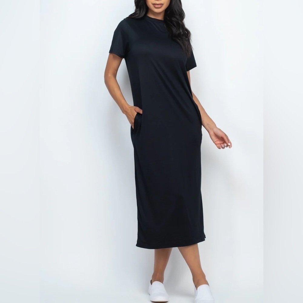Tee Shirt Dress- Black - Picture 5 of 5